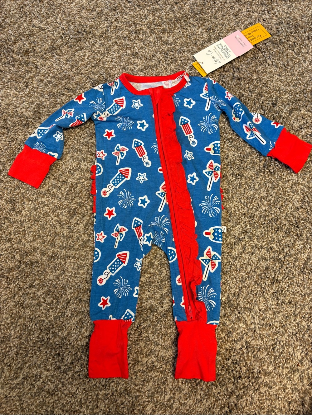 Laree + Co Patriotic Bamboo Ruffle Zip Sleeper